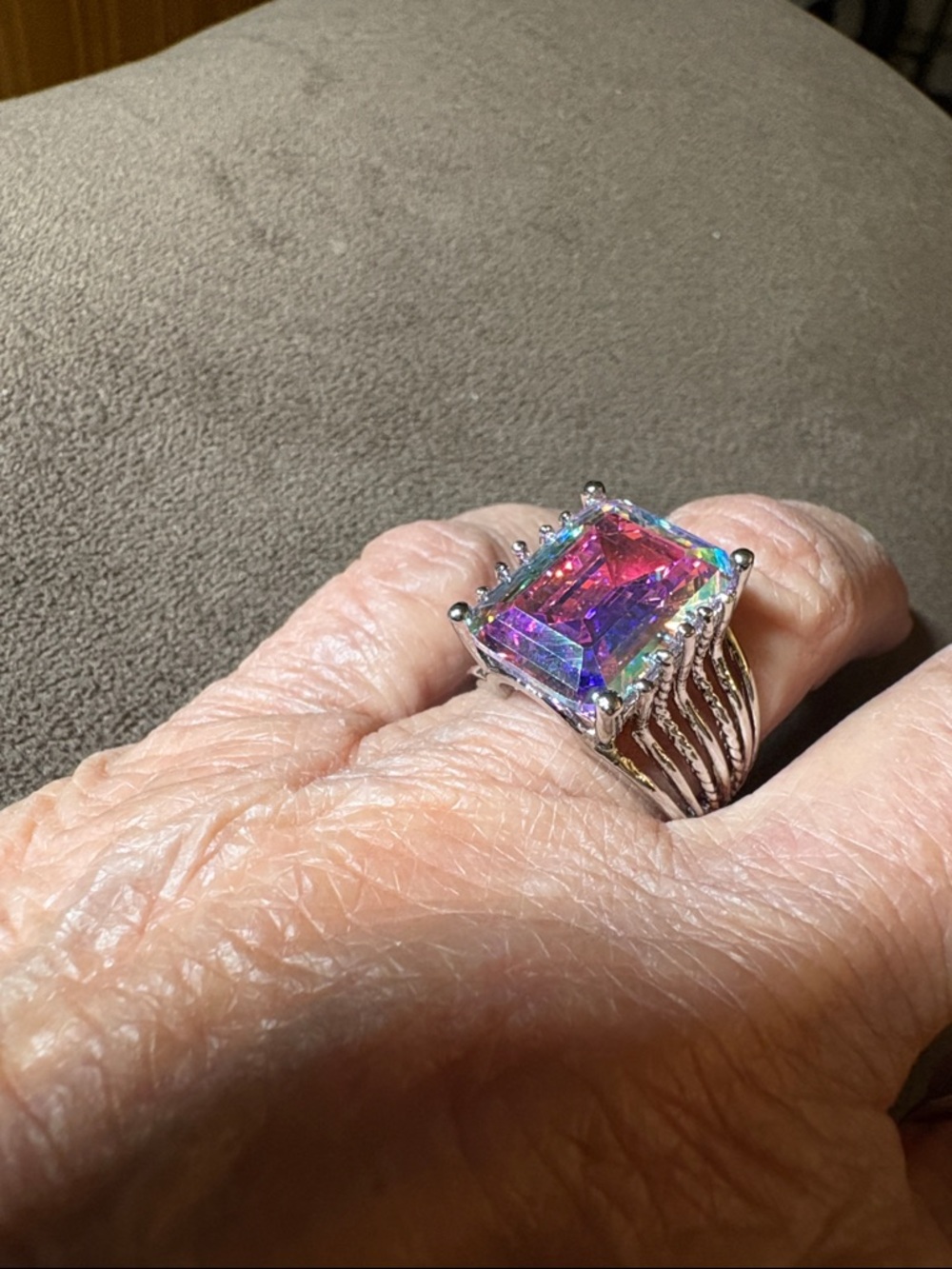 Kirks Folly Silver Multi-Color Mystic Topaz Ring with Pink and Purple Hues